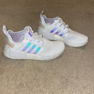 Adidas NMD_R1 Women Size 9 White with Holographic Accents